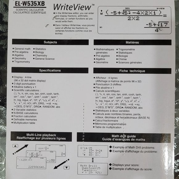 Sharp EL-W535XBSL Scientific Calculator with WriteView - Picture 9 of 9